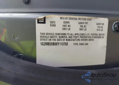 2006 Pontiac Solstice z USA, uszkodzony, nr VIN 1G2MB35B06Y113792